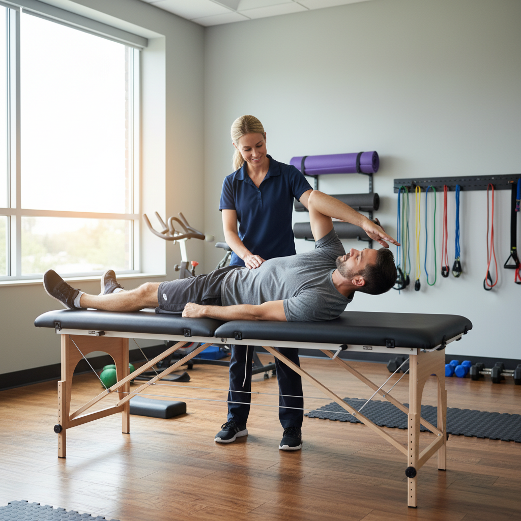 Physical therapist providing one-on-one personalized care during manual therapy session in Wexford rehabilitation facility