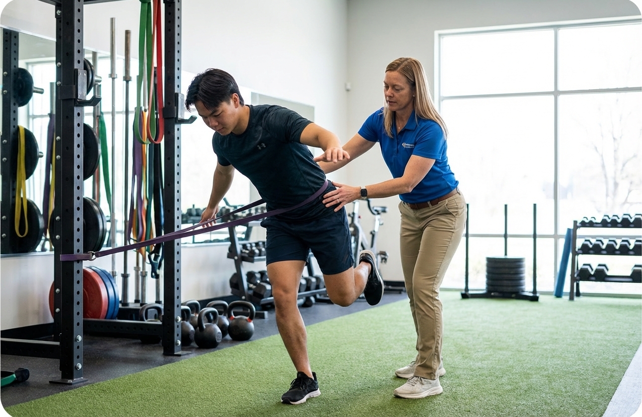 Athlete receiving personalized treatment at a performance physical therapy clinic in Wexford