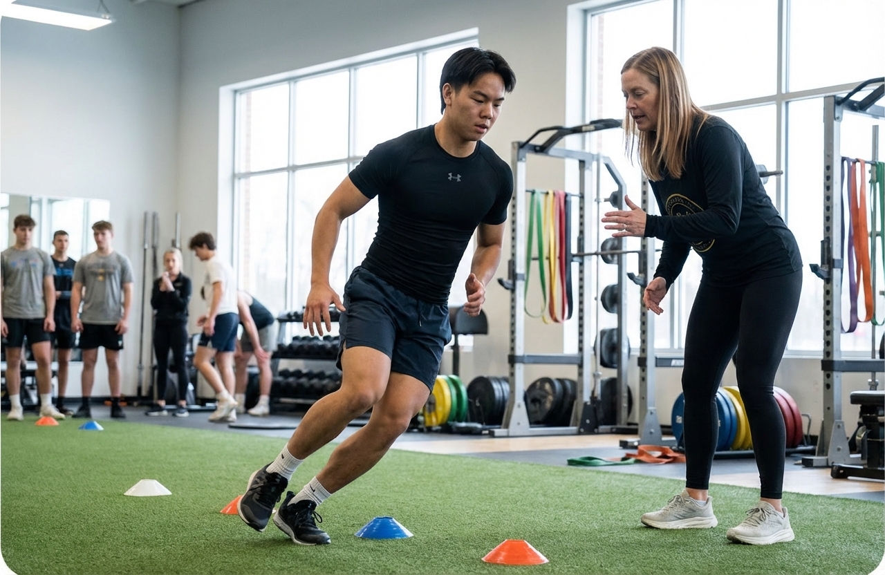 Patient working with a provider at a performance physical therapy clinic in Wexford